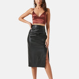 womens-classic-black-leather-pencil-midi-skirt