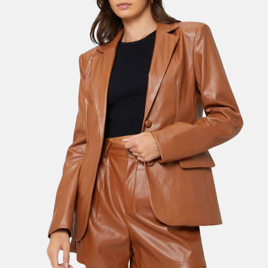 womens-cognac-brown-leather-oversized-blazer