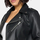 Black Leather Motorcycle Jacket For Womens