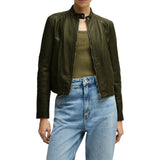 Forest Green Leather Jacket Womens