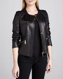 Slim Fit Black Womens Leather Motorcycle Jacket