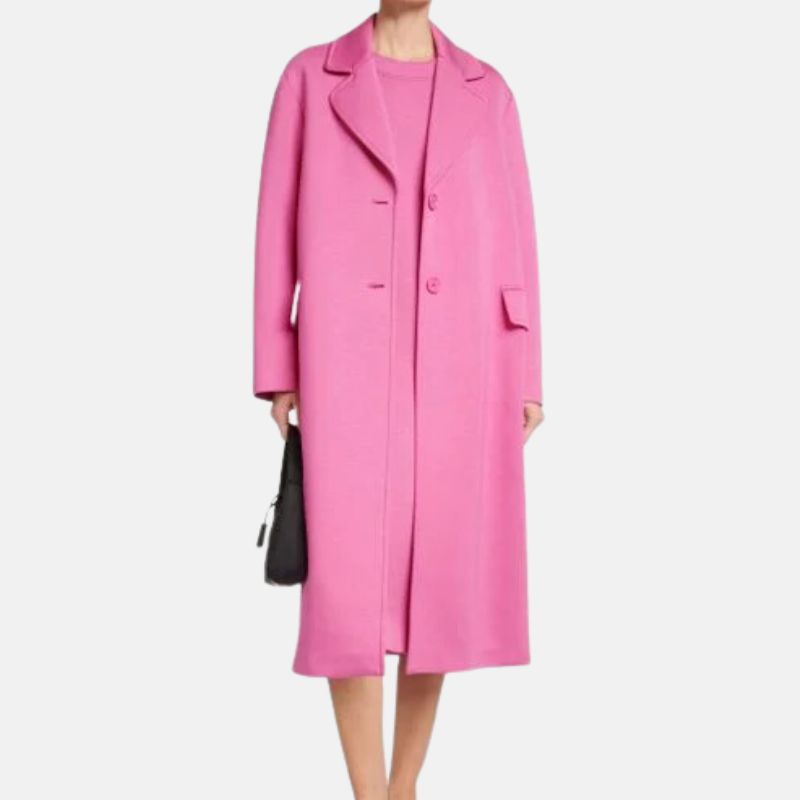 womens-pink-single-breasted-long-coat