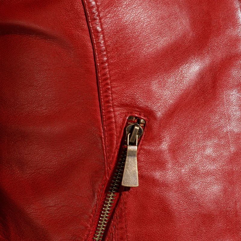 Biker Style Womens Red Leather Jacket