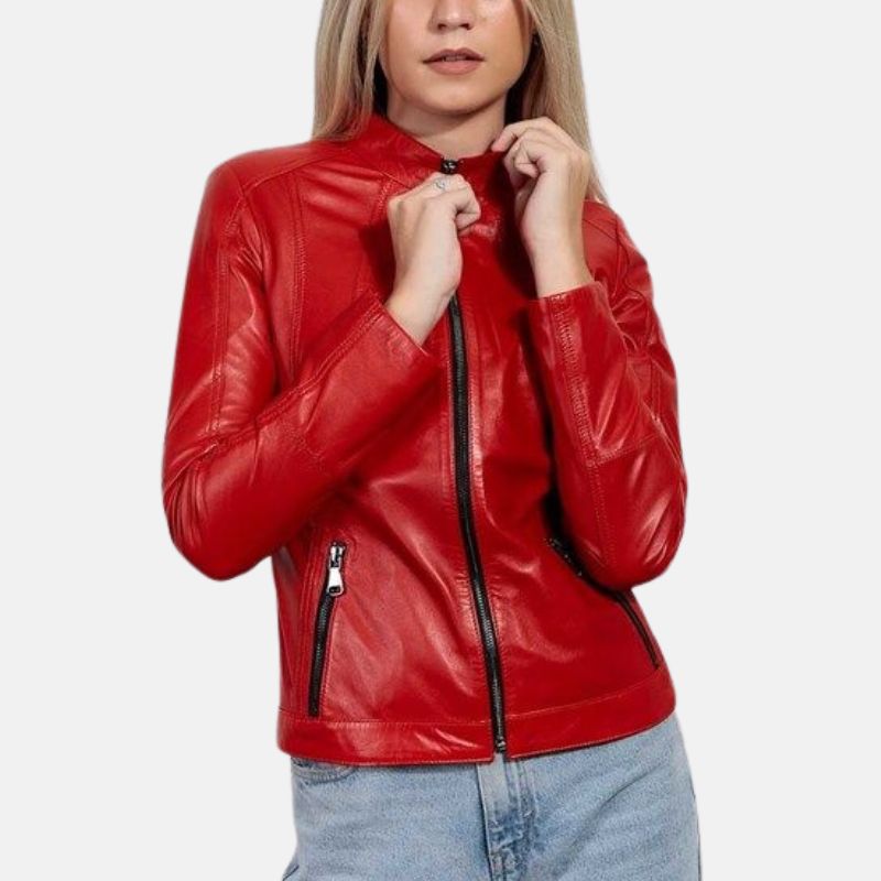 womens-red-slim-biker-leather-jacket