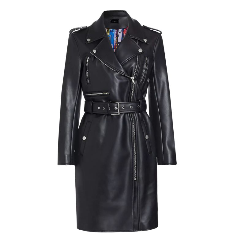 Slim Fit Black Leather Coat