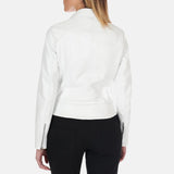 Asymmetrical White Moto Leather Jacket Womens