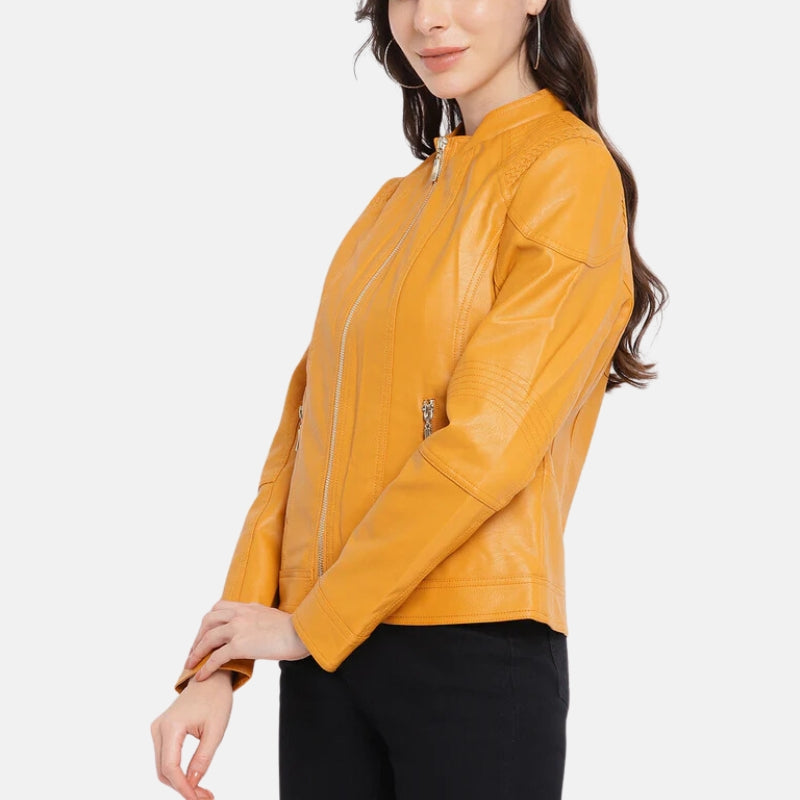 womens-yellow-leather-jacket-cafe-racer-styles