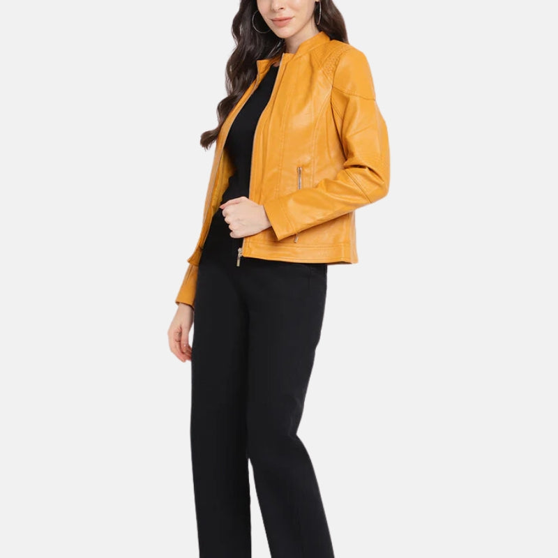 womens-yellow-leather-jacket-racer-style