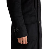 Mens Double Breasted Black Wool Overcoat