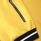 Mens Zipper Varsity Yellow Bomber Jacket