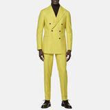 Yellow Groom Wedding Men's 2-Piece Tuxedo Double Breasted Suit