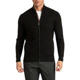 Men's Black Full Zip Through Cardigan Knit Jacket